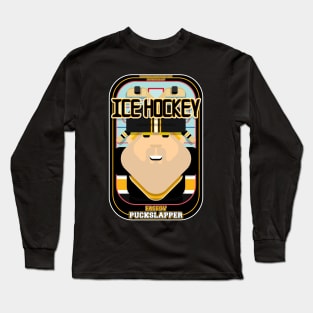 Ice Hockey Black and Yellow - Faceov Puckslapper - Sven version Long Sleeve T-Shirt